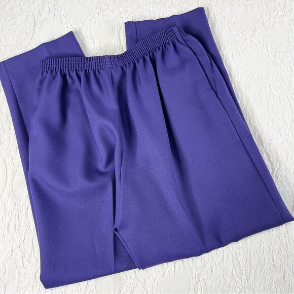 Alfred Dunner Purple Grandma Pants Elastic High Waist Comfy Tapered Ankle - Picture 4 of 5